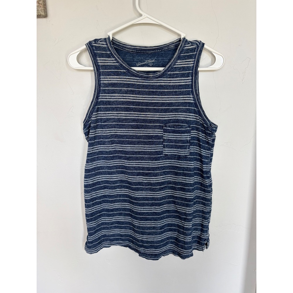 Universal Thread Womens Navy Blue White Striped Pocket Tank Top Size Small